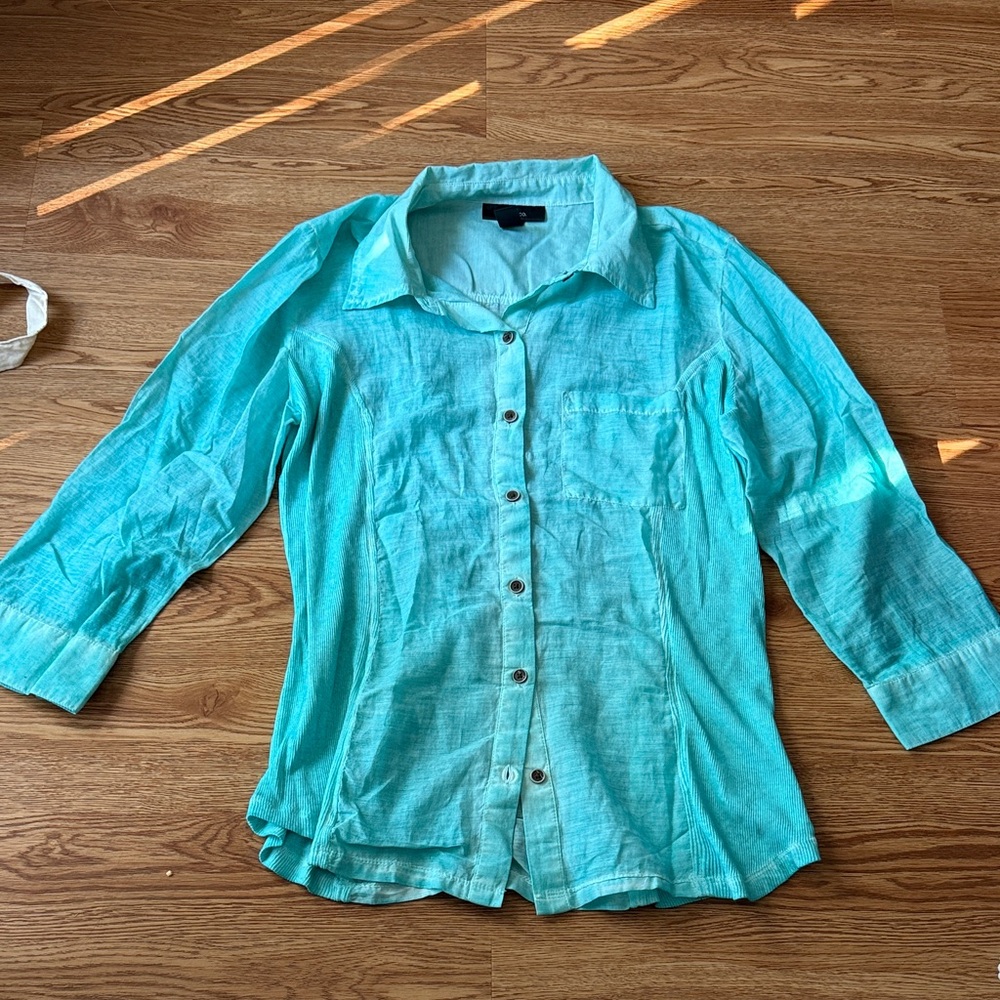 Style & Co. Aqua Button Down Shirt